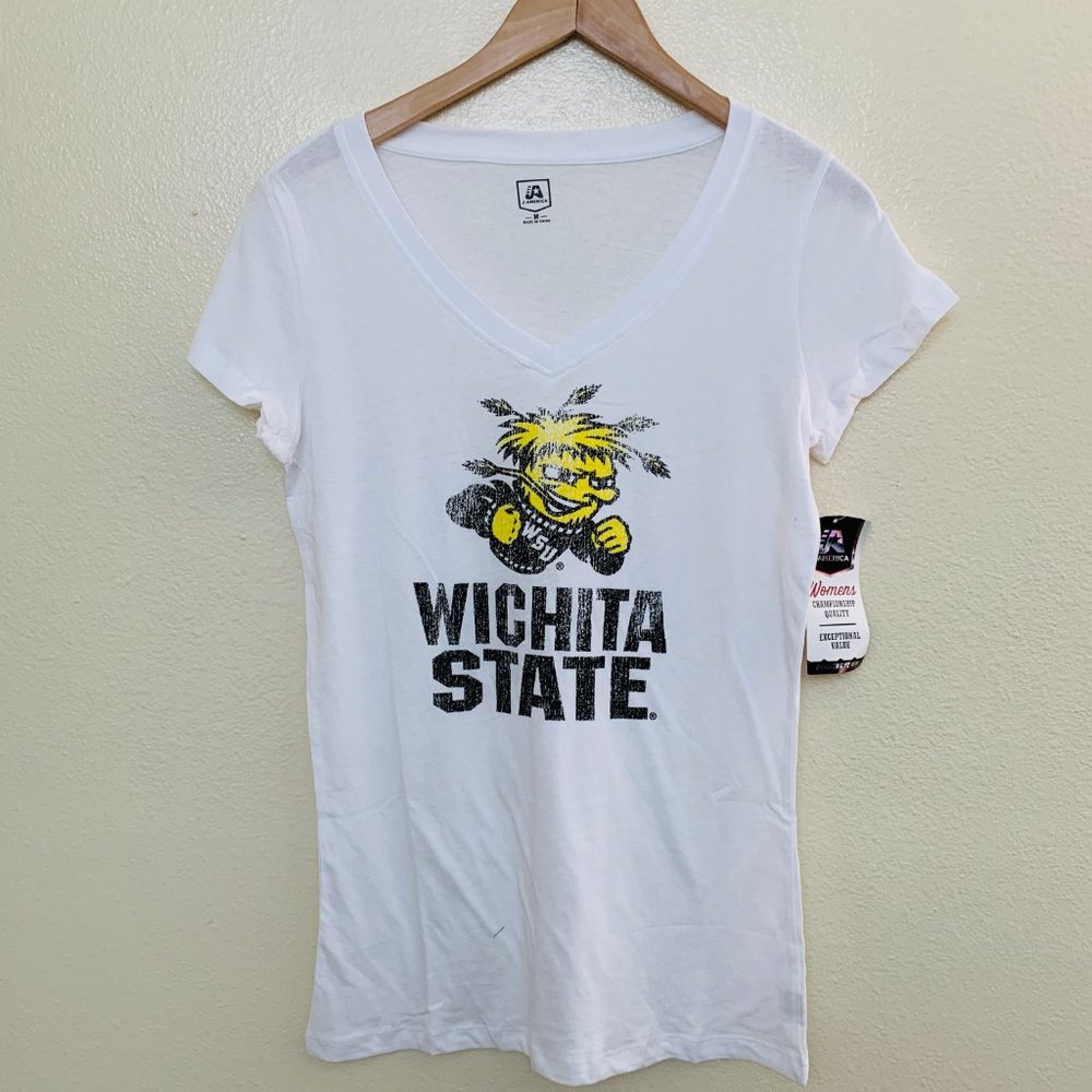 NCAA Women Wichita State Large Mascot Essential Tee Size Medium White T-Shirt